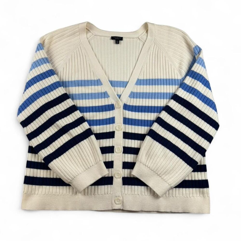 Talbots Striped Cardigan Women’s 2XP Petite Plus Knit Sweater Preppy